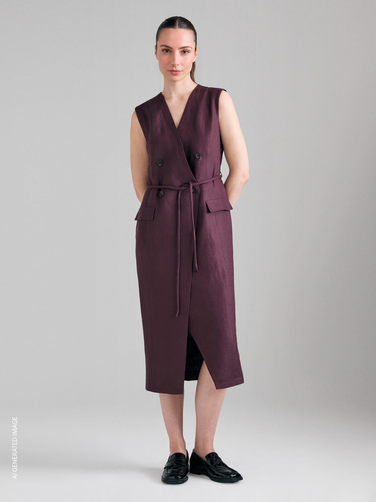 Vestido trespassado em linho - ucb_image_F