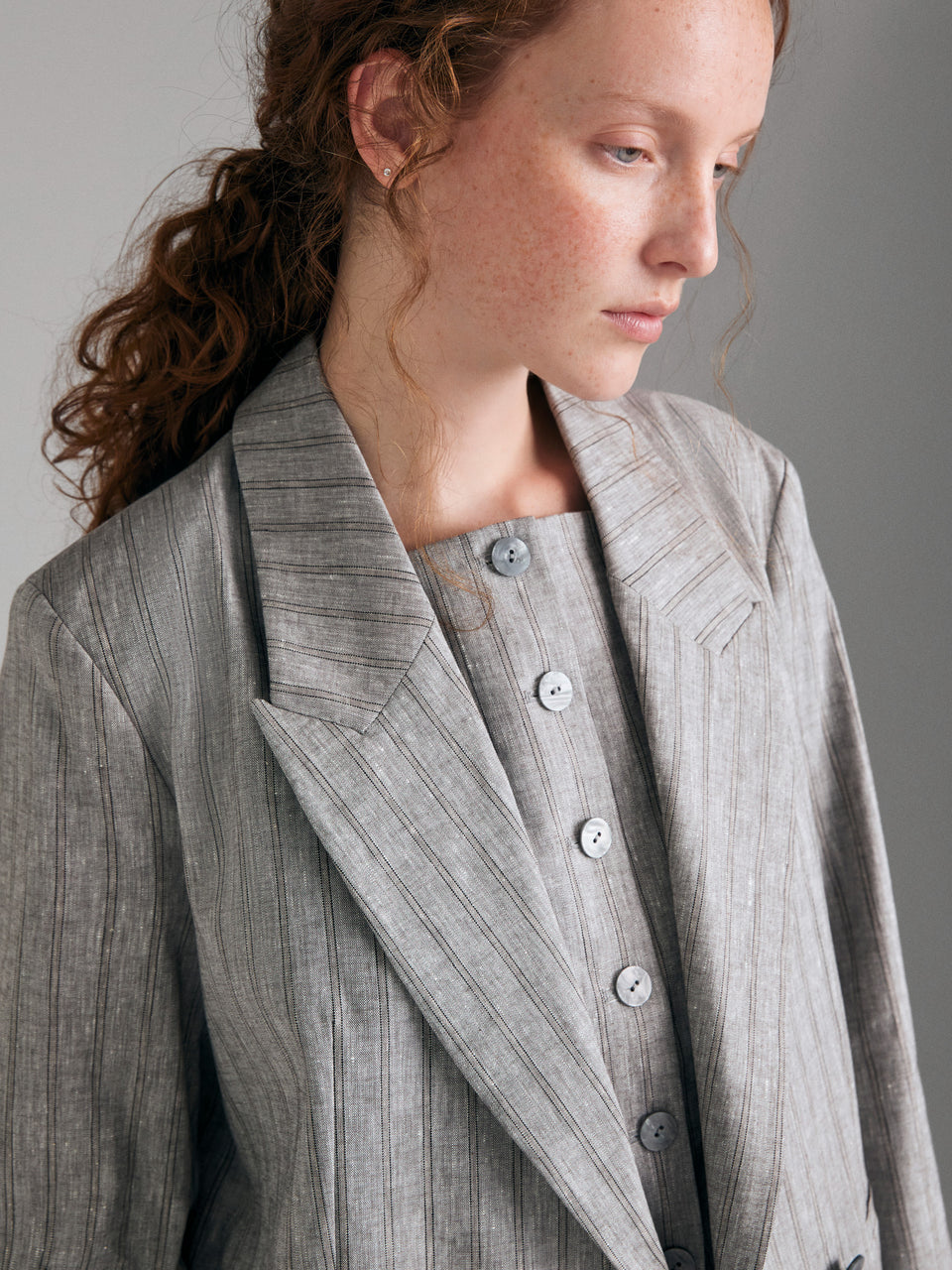 Blazer às riscas em mistura de linho - ucb_image_FY