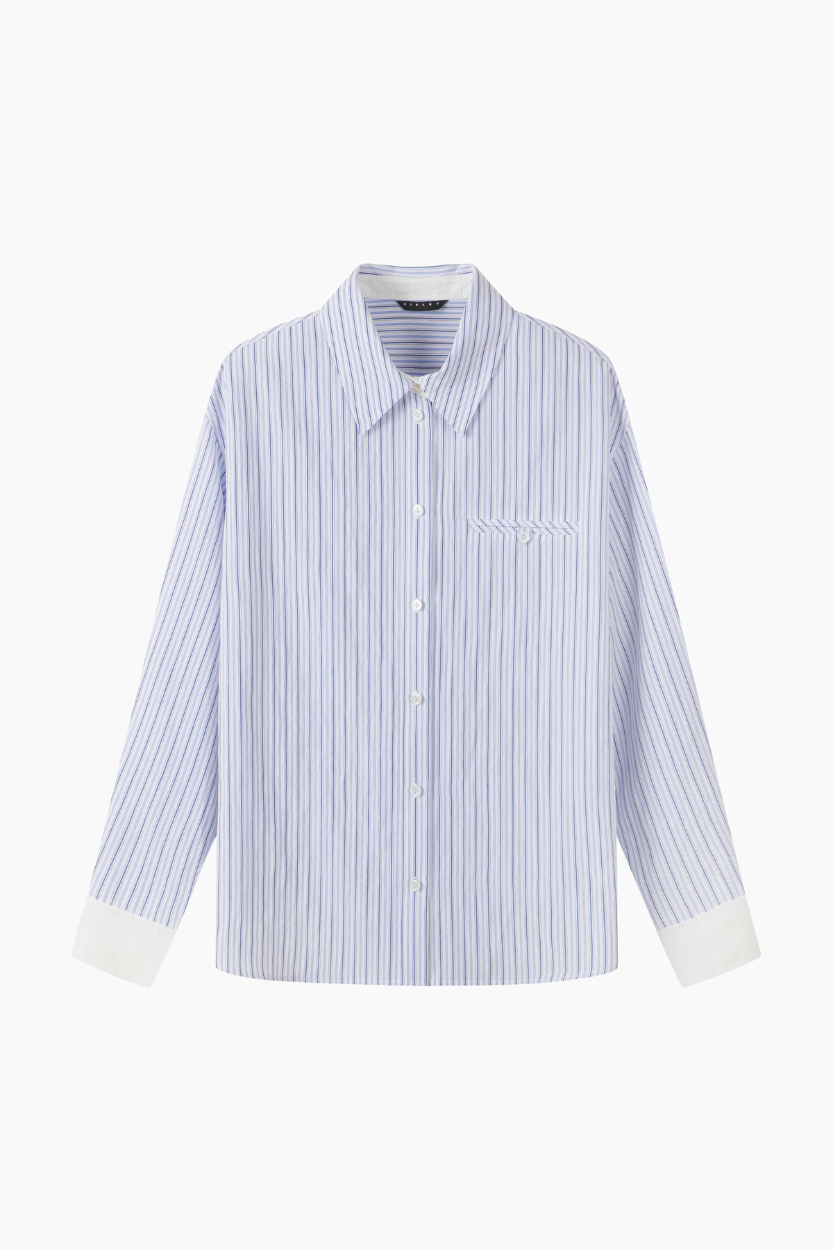 white dress shirt with blue stripes striped Lightweight