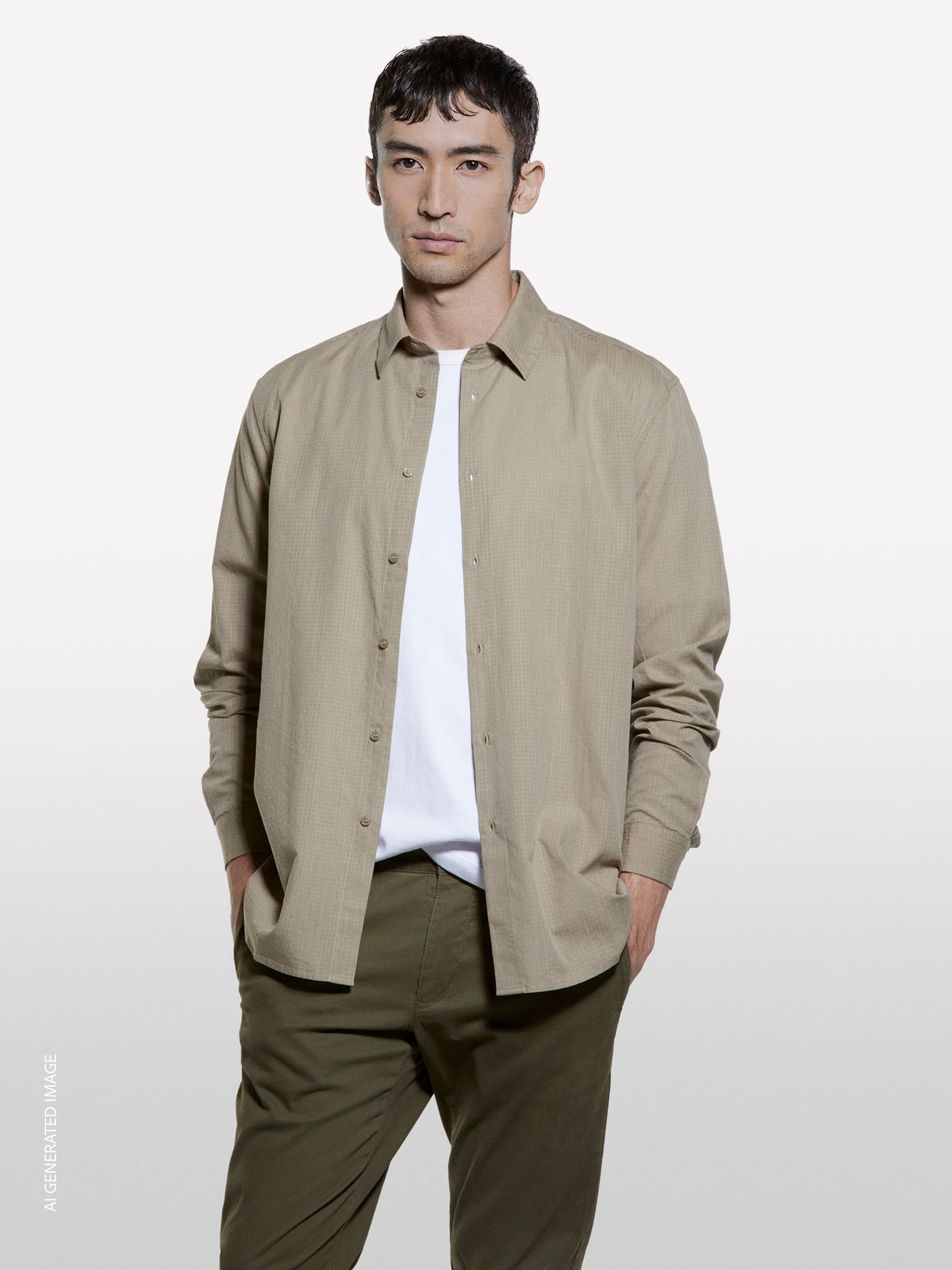 Camicia beige in cotone operato - ucb_image_FY