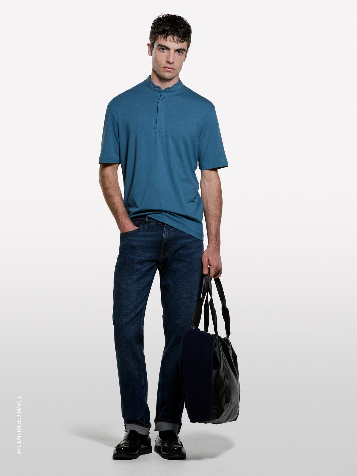Polo azul com gola guru - ucb_image_F
