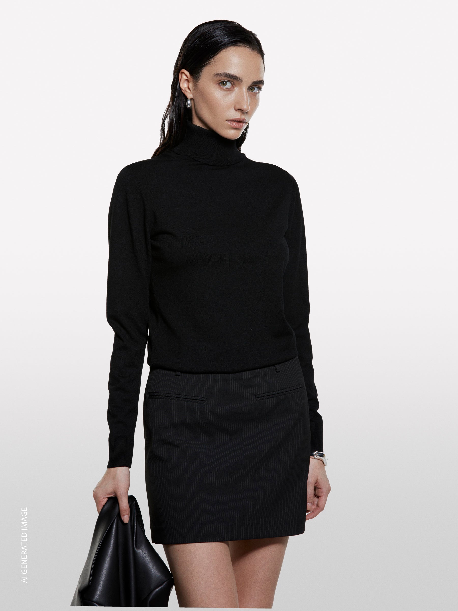 Camisola de gola alta preta regular fit - ucb_image_FY