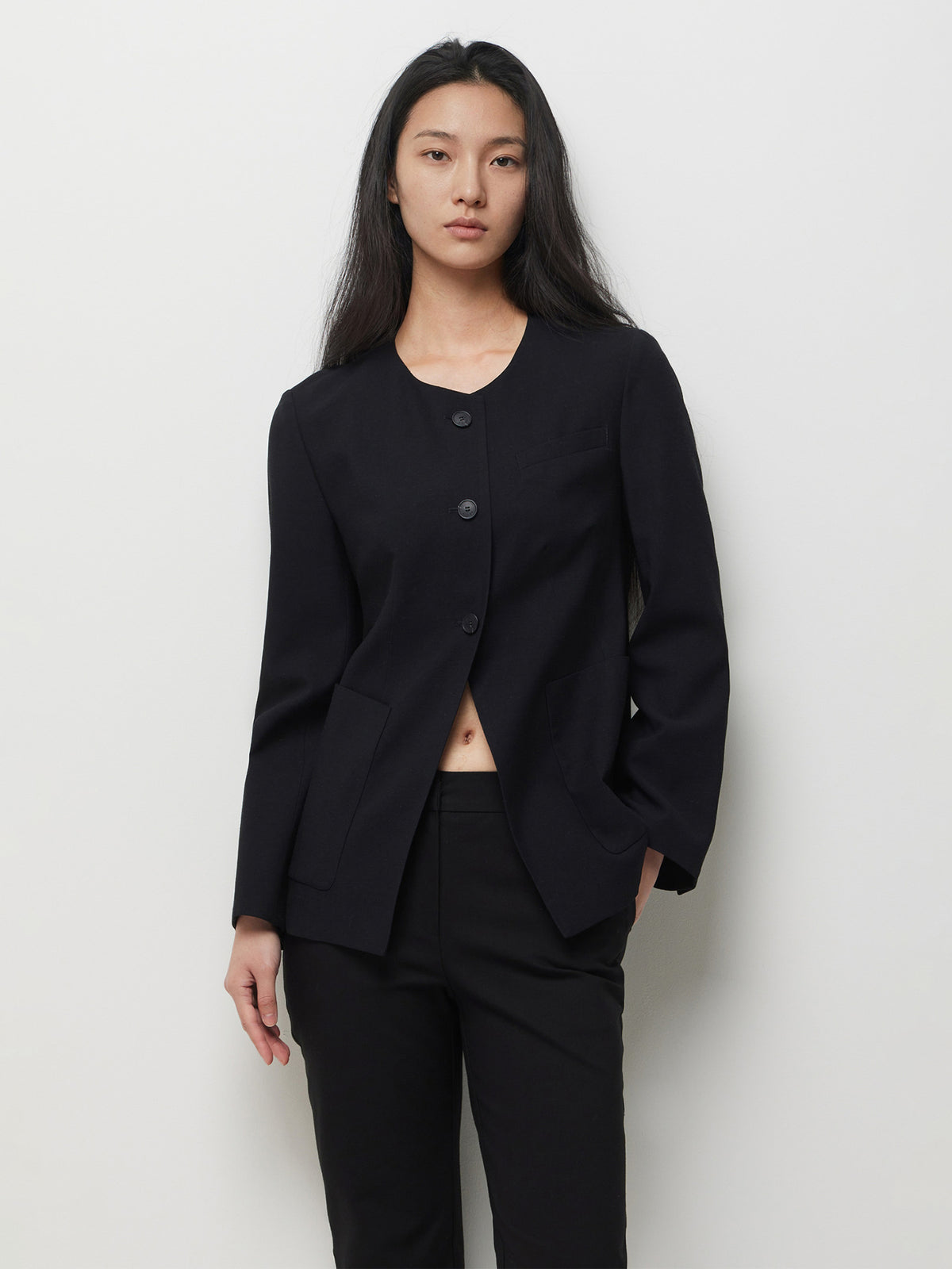 Crew neck blazer