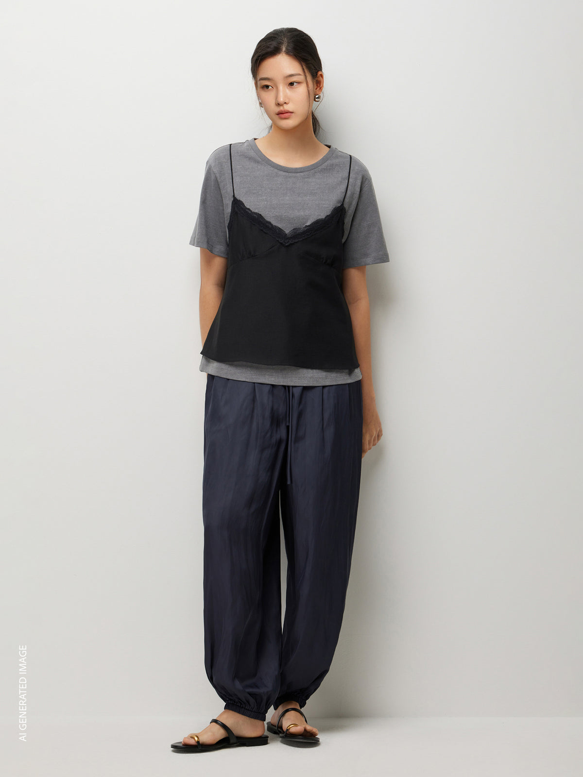 T-shirt com top em contraste - ucb_image_FY