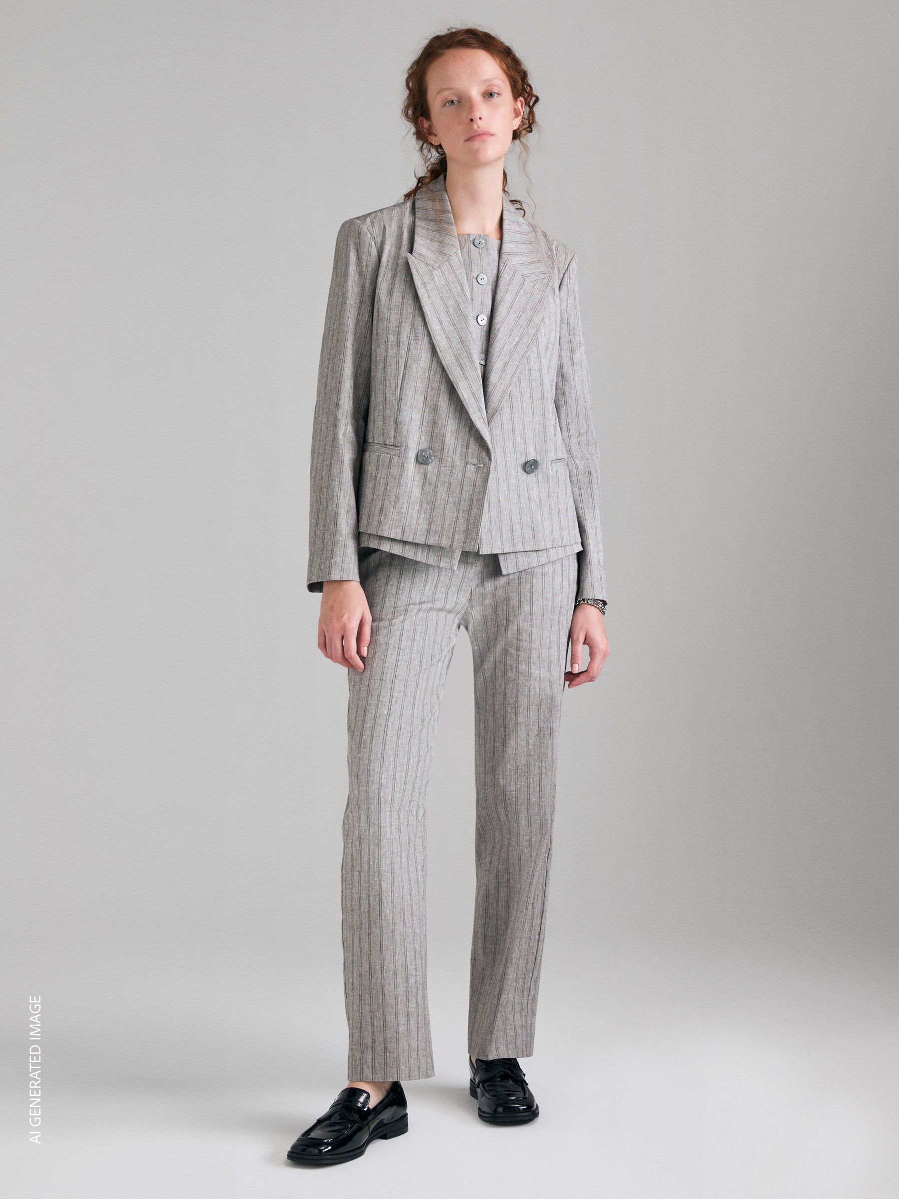 Blazer às riscas em mistura de linho - ucb_image_F