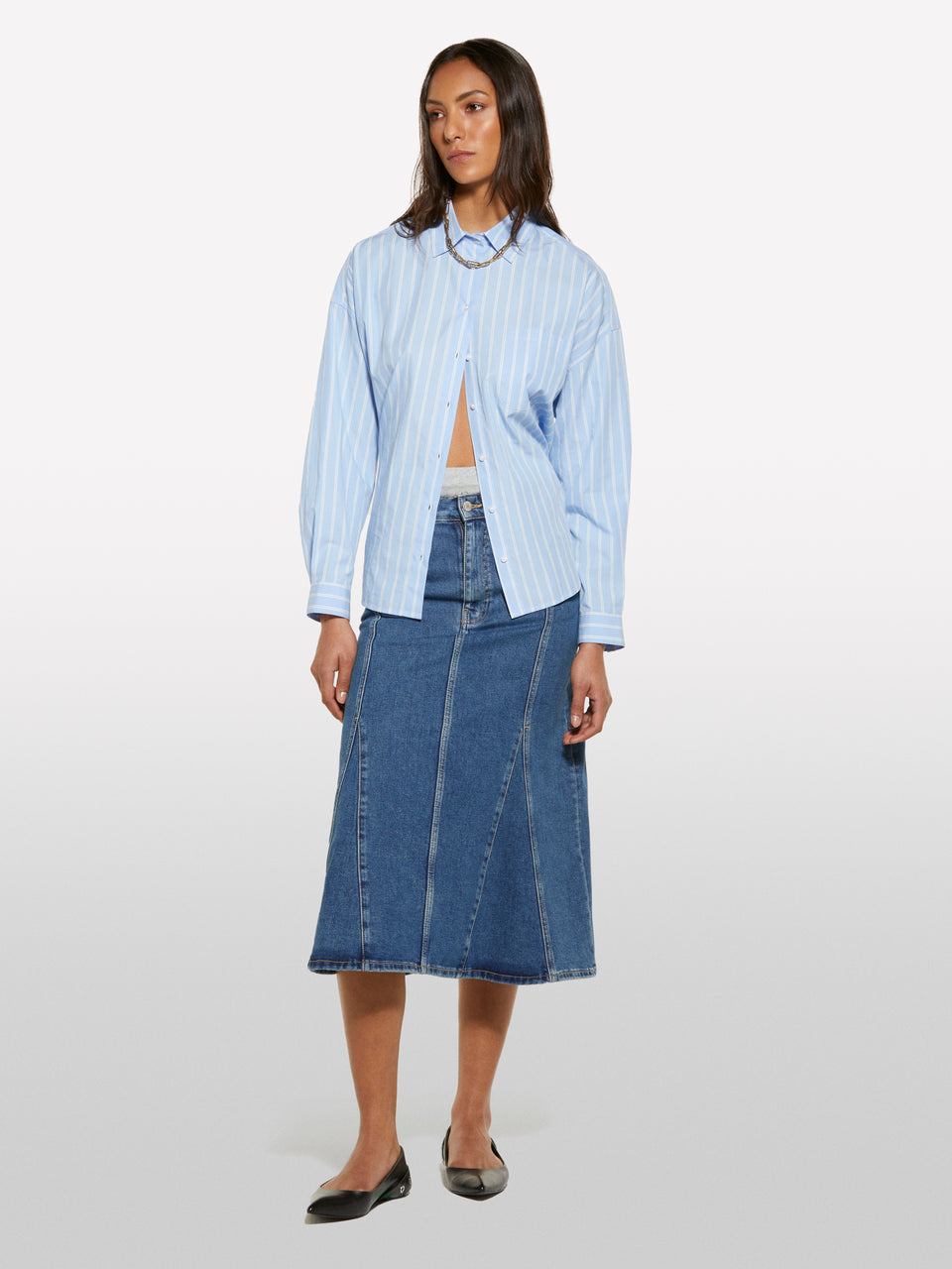 Saia de jeans evasé azul - ucb_image_F