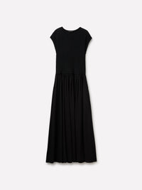 Vestido comprido em mistura de materiais - ucb_image_FS