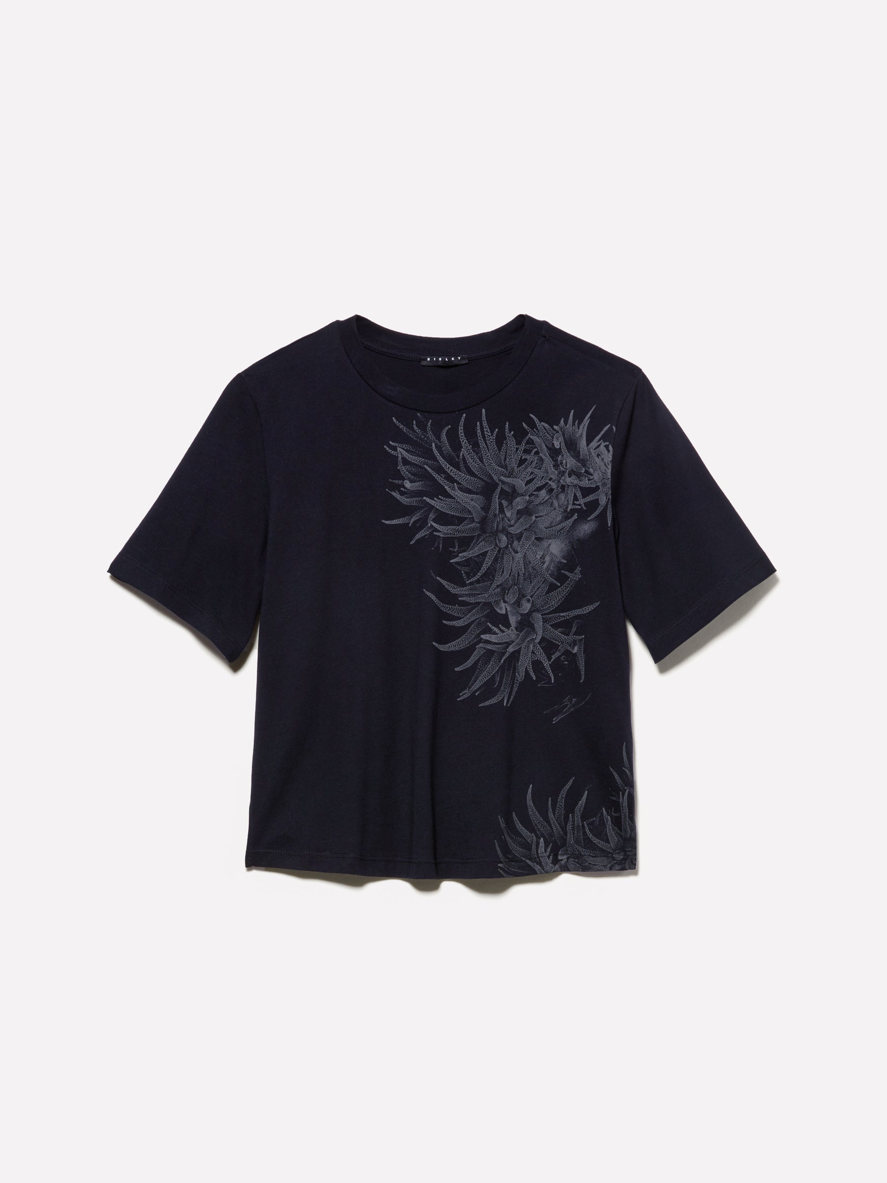 T-shirt preta com estampa de plantas marinhas - ucb_image_FS