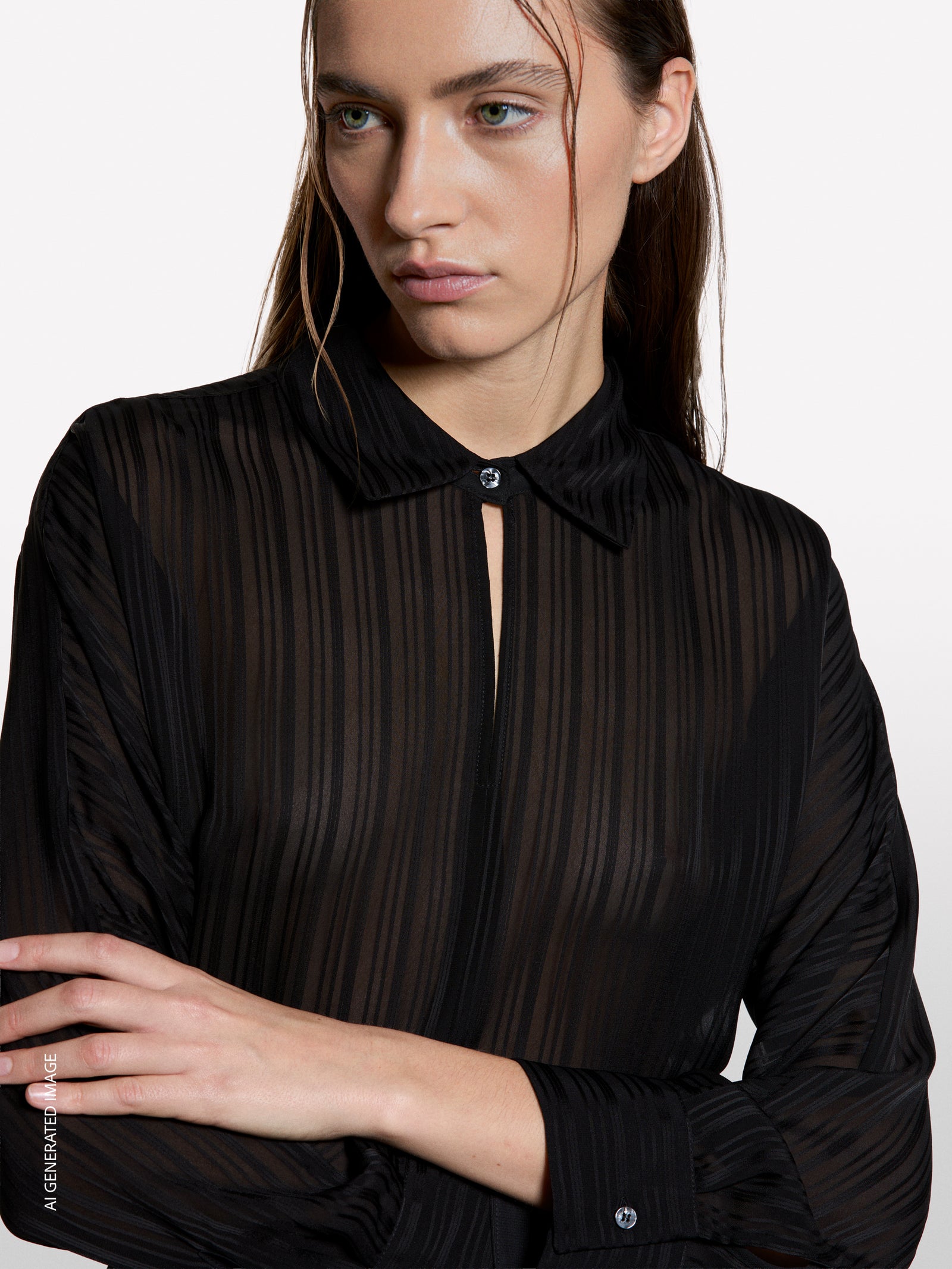 Pullover shirt in striped jacquard