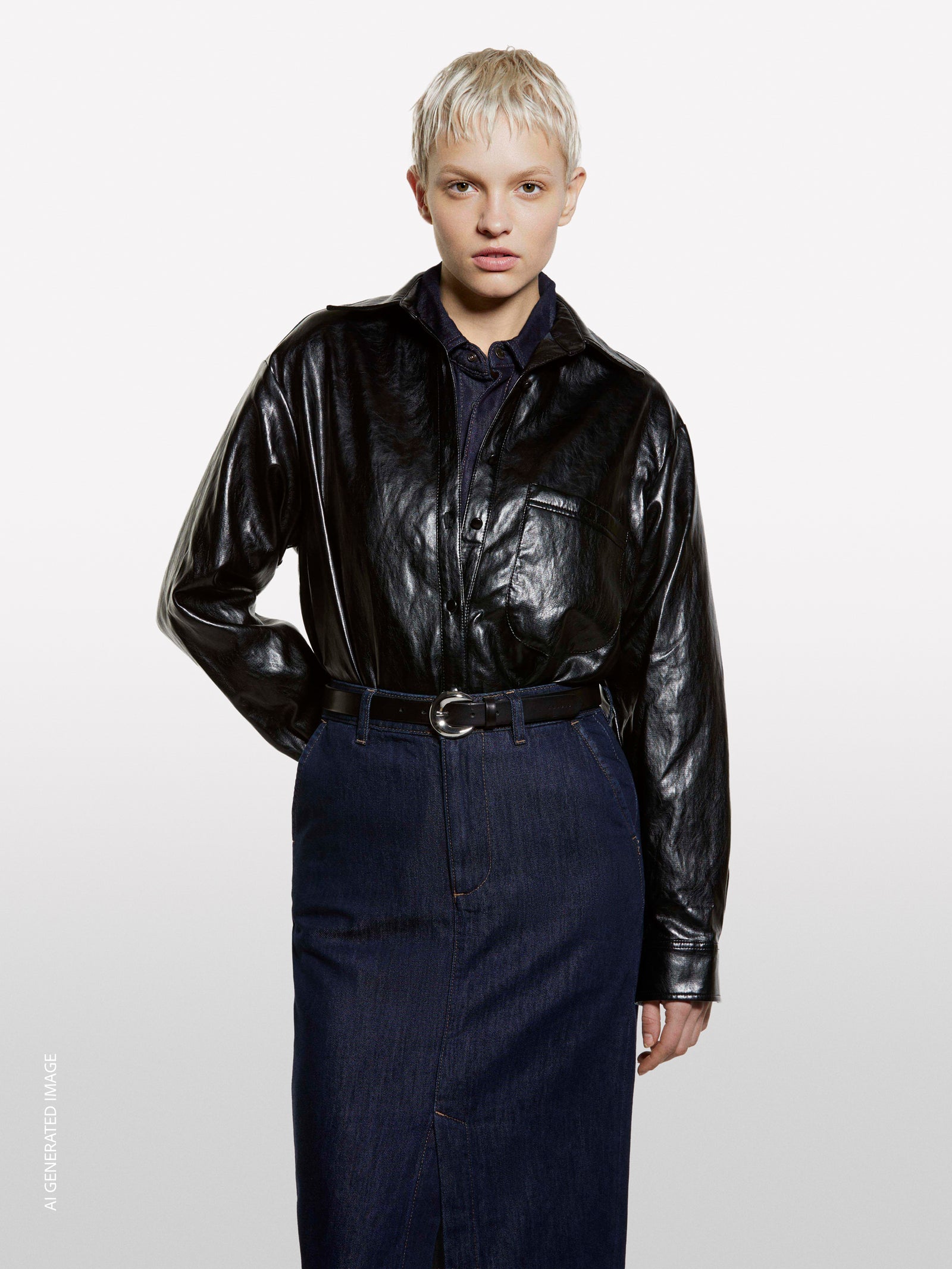 Black shiny shirt