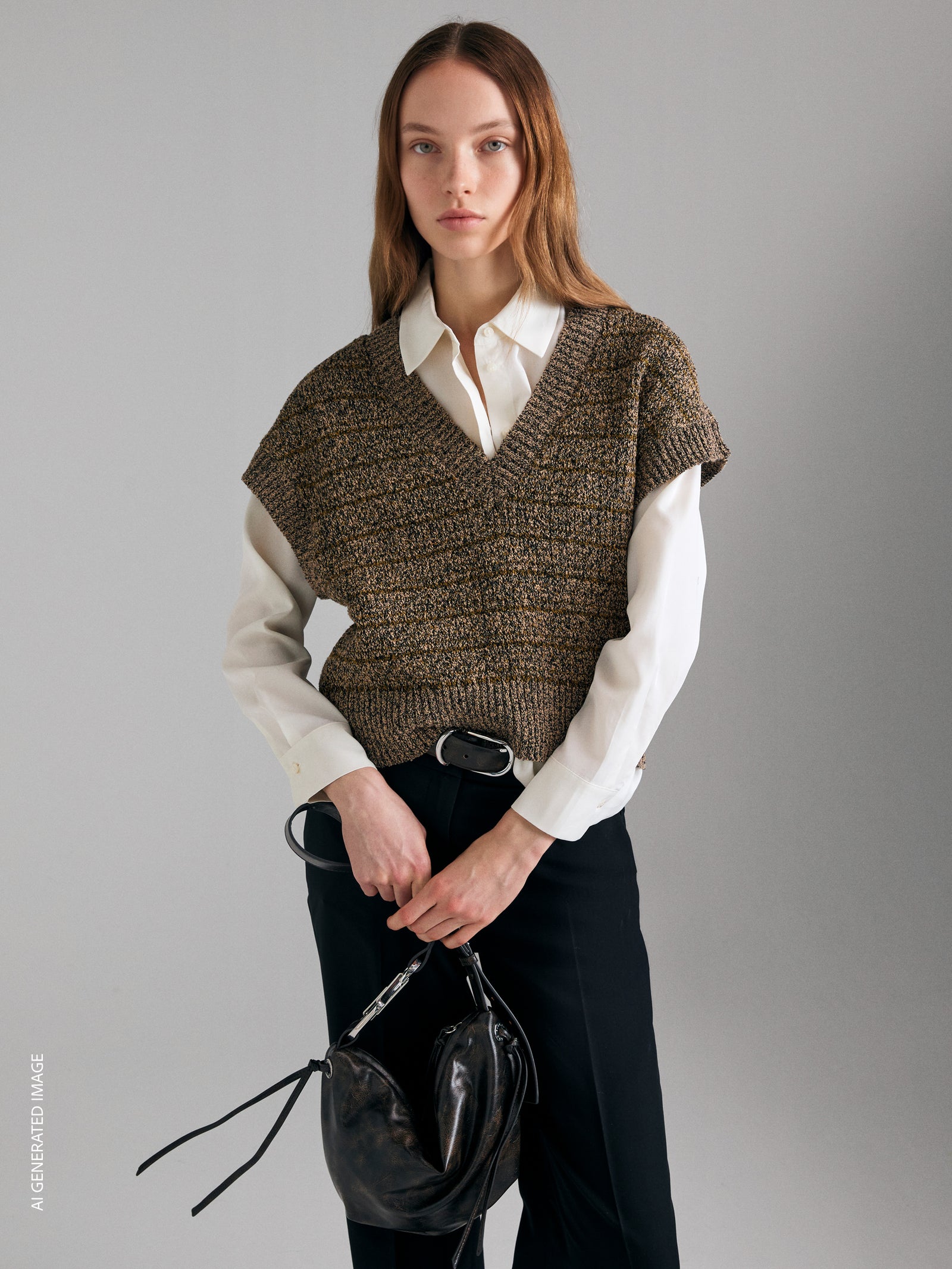Mouliné knit vest