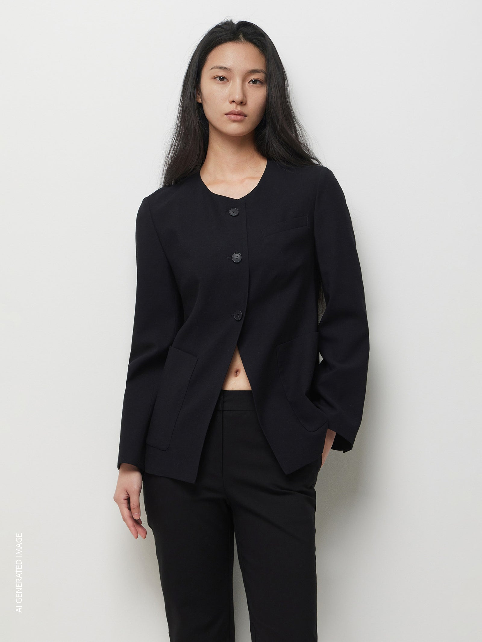 Crew neck blazer