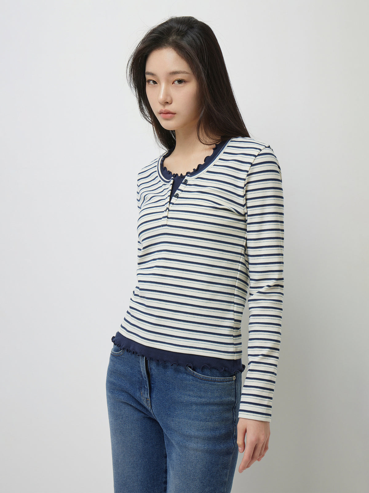 Ribbed striped T-shirt
