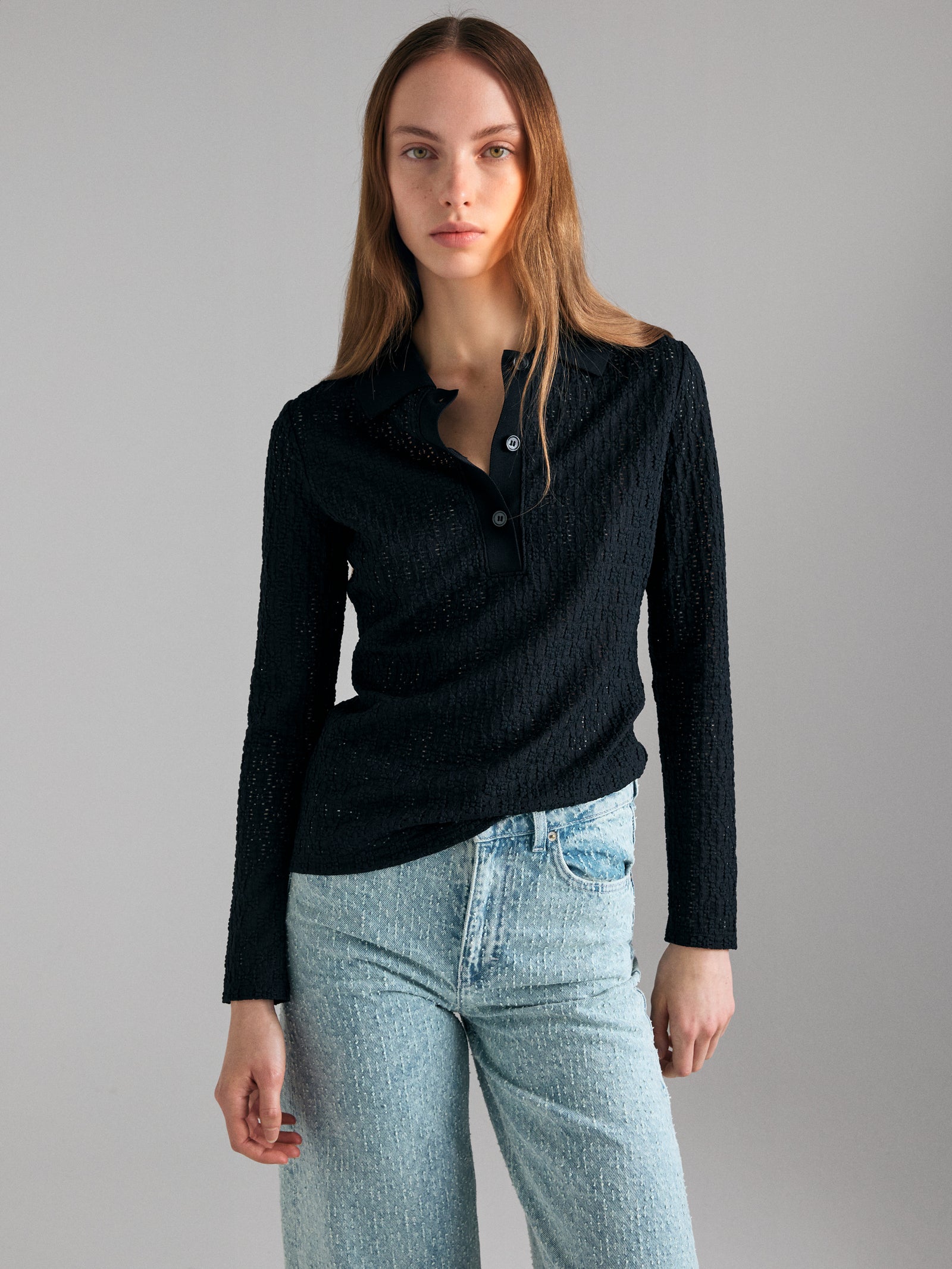Perforated polo shirt