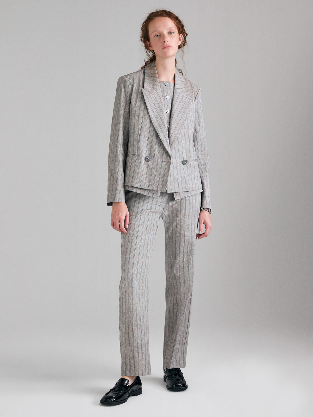 Blazer às riscas em mistura de linho - ucb_image_F