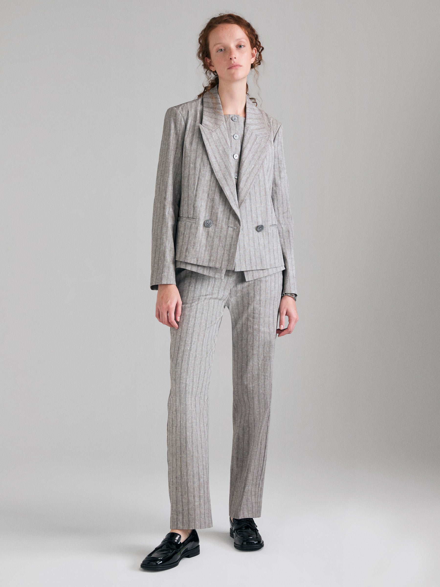 Blazer às riscas em mistura de linho - ucb_image_F