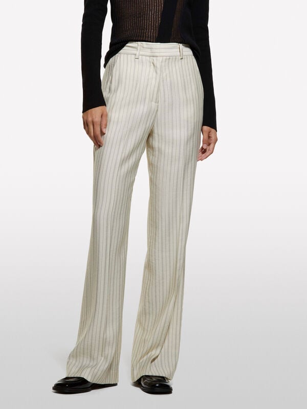 Pantalon rayé blanc crème Pantalon rayé blanc crème - pantalons palazzo pour femme | Sisley