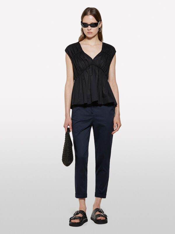 Pantalon cigarette bleu foncé - pantalons skinny pour femme | Sisley