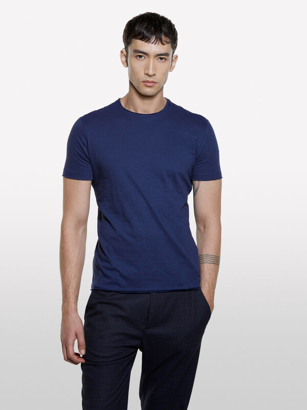 T-shirt bleu slim fit à manches courtes - t-shirts à manches courtes pour homme | Sisley