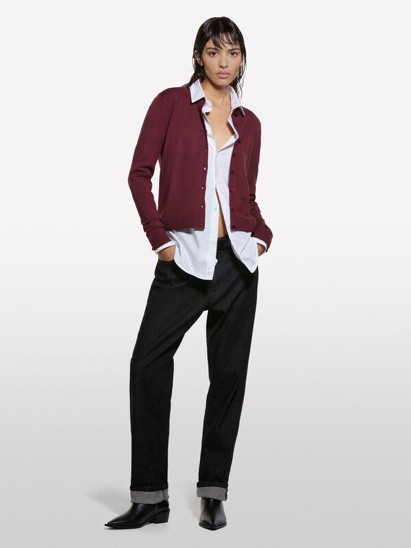 Cardigan bordeaux coupe régulière Cardigan bordeaux coupe régulière - cardigans pour femme | Sisley
