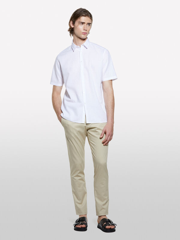 Pantalon chino slim fit sable - pantalons slim pour homme | Sisley
