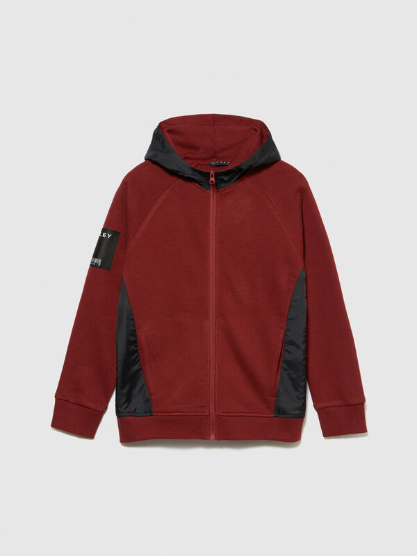 Sweat en mélange de matières à capuche