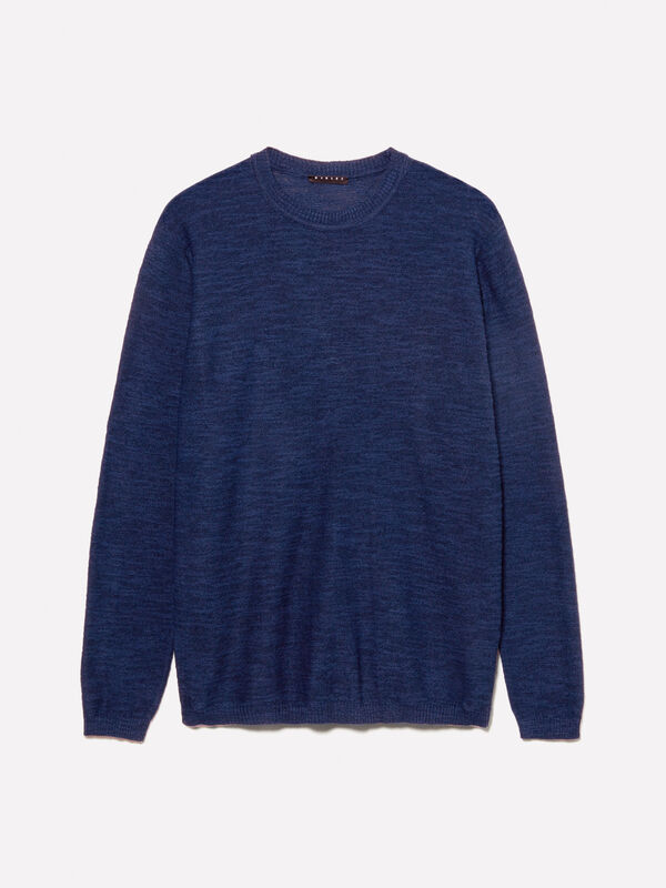 Pull chiné bleu foncé Pull chiné bleu foncé - pulls col rond pour homme | Sisley