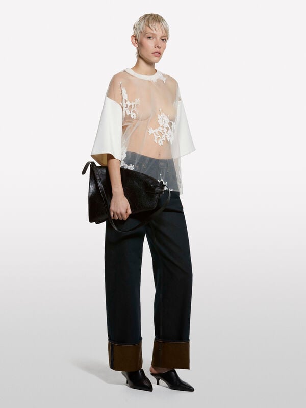 Jeans à revers - jeans palazzo pour femme | Sisley