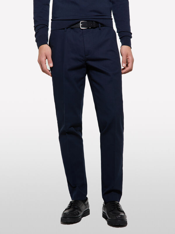 Chino texturé bleu foncé - pantalons slim pour homme | Sisley
