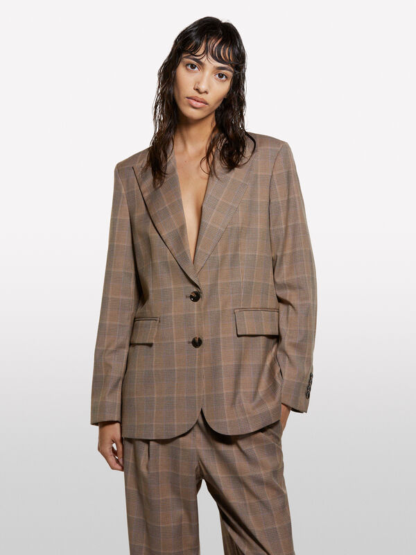 Blazer à carreaux beige - blazers pour femme | Sisley