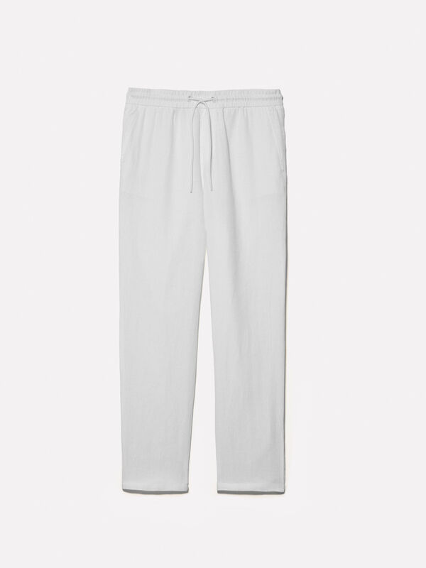 Pantalon de jogging blanc 100 % lin Pantalon de jogging blanc 100 % lin - pantalons de jogging pour homme | Sisley