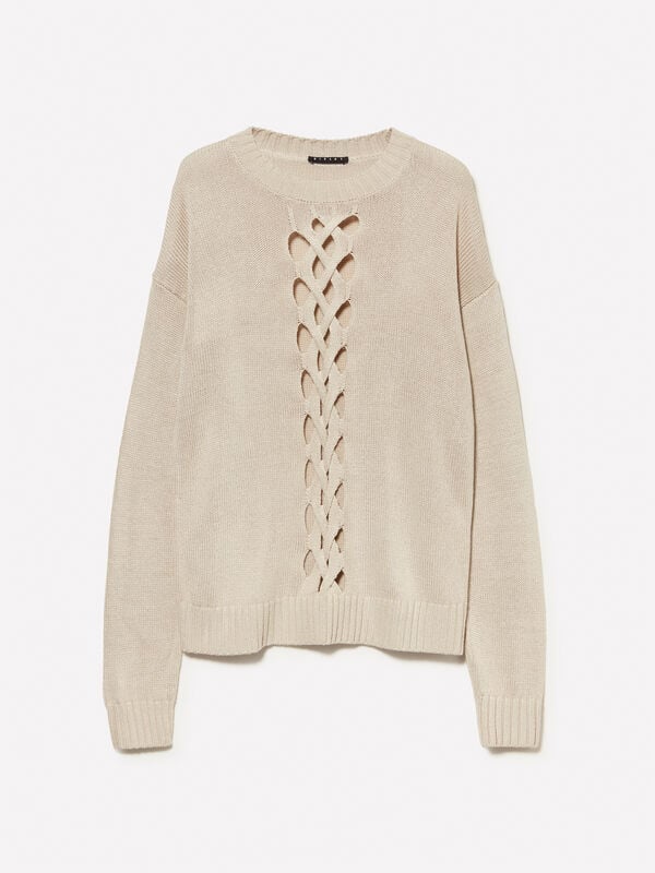 Pull à galon ajouré Pull à galon ajouré - pulls col rond pour femme | Sisley