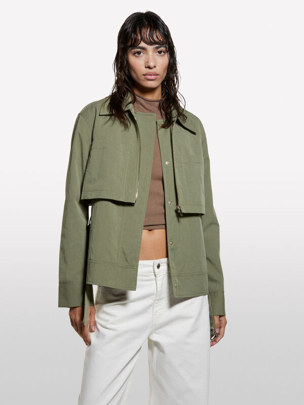 Parka péplum vert foncé - vestes et blousons pour femme | Sisley