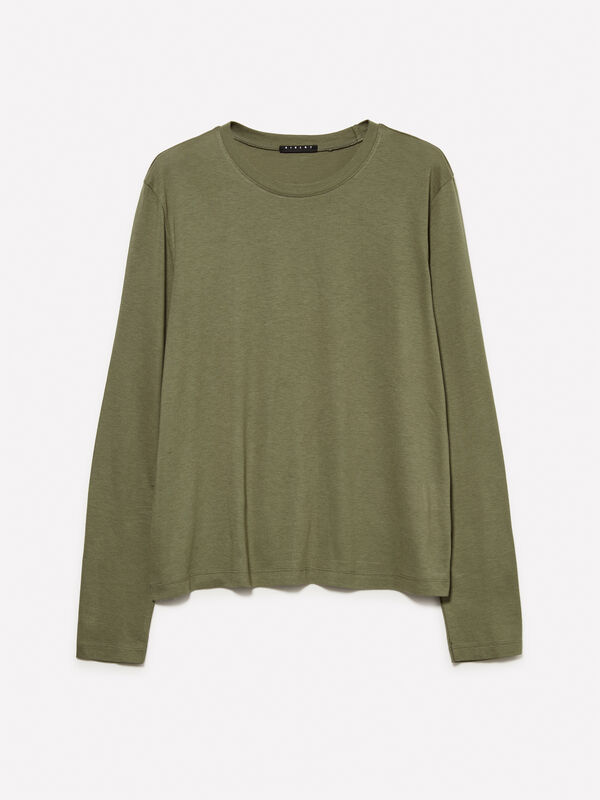 T-shirt vert militaire à manches longues T-shirt vert militaire à manches longues - t-shirts à manches longues pour femme | Sisley