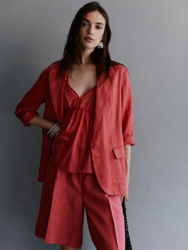 Blazer blush 100 % lin Blazer blush 100 % lin - blazers pour femme | Sisley