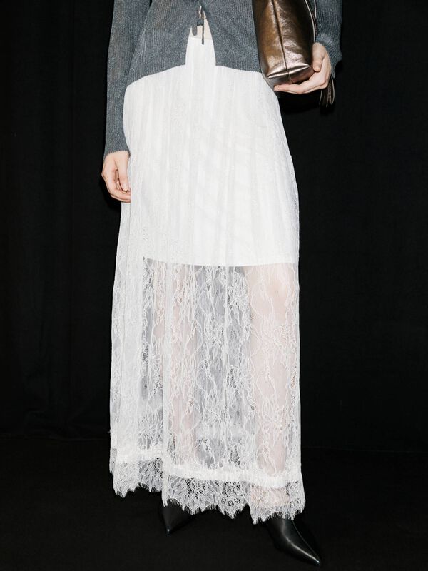 Jupe longue en dentelle - jupes longues femme | Sisley
