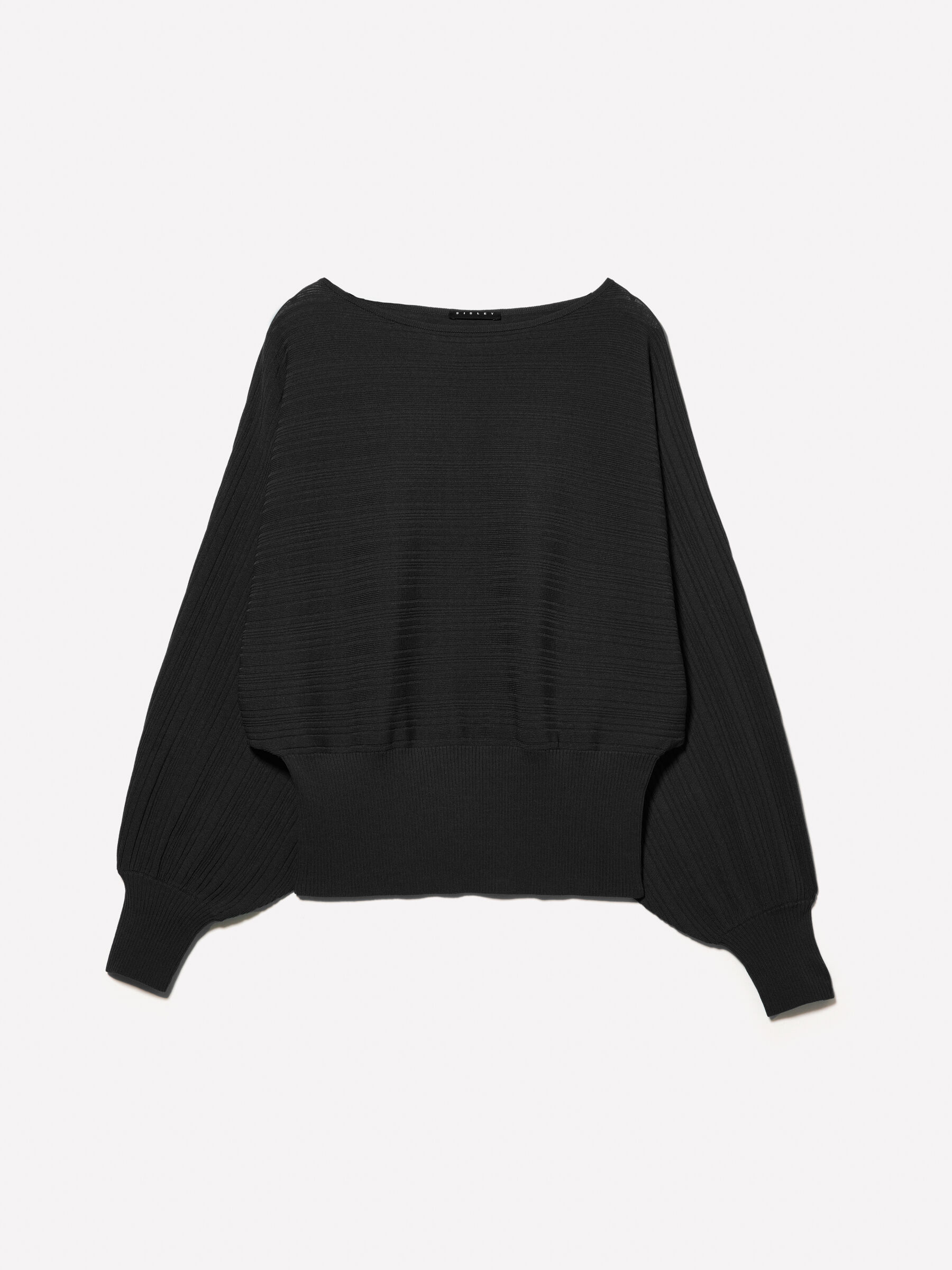Pull noir a manches chauve souris Noir Sisley