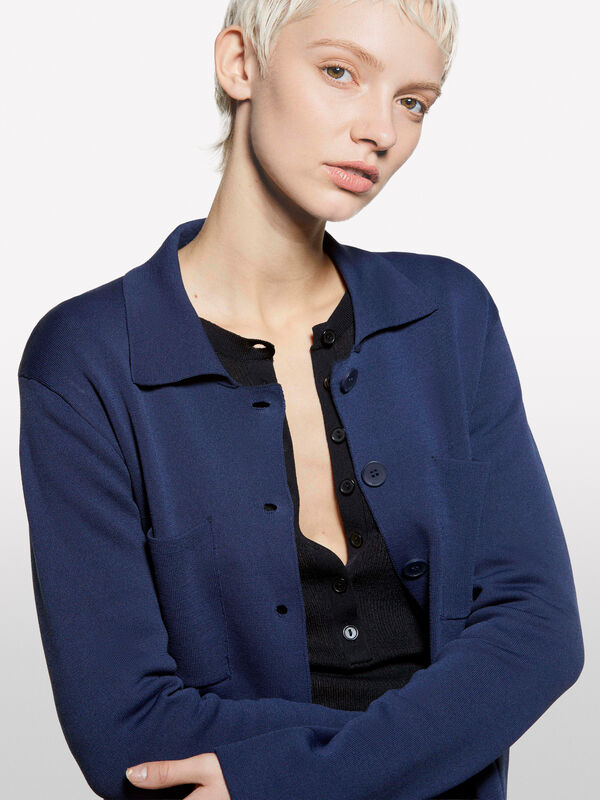 Blazer en tricot bleu marine - blazers pour femme | Sisley