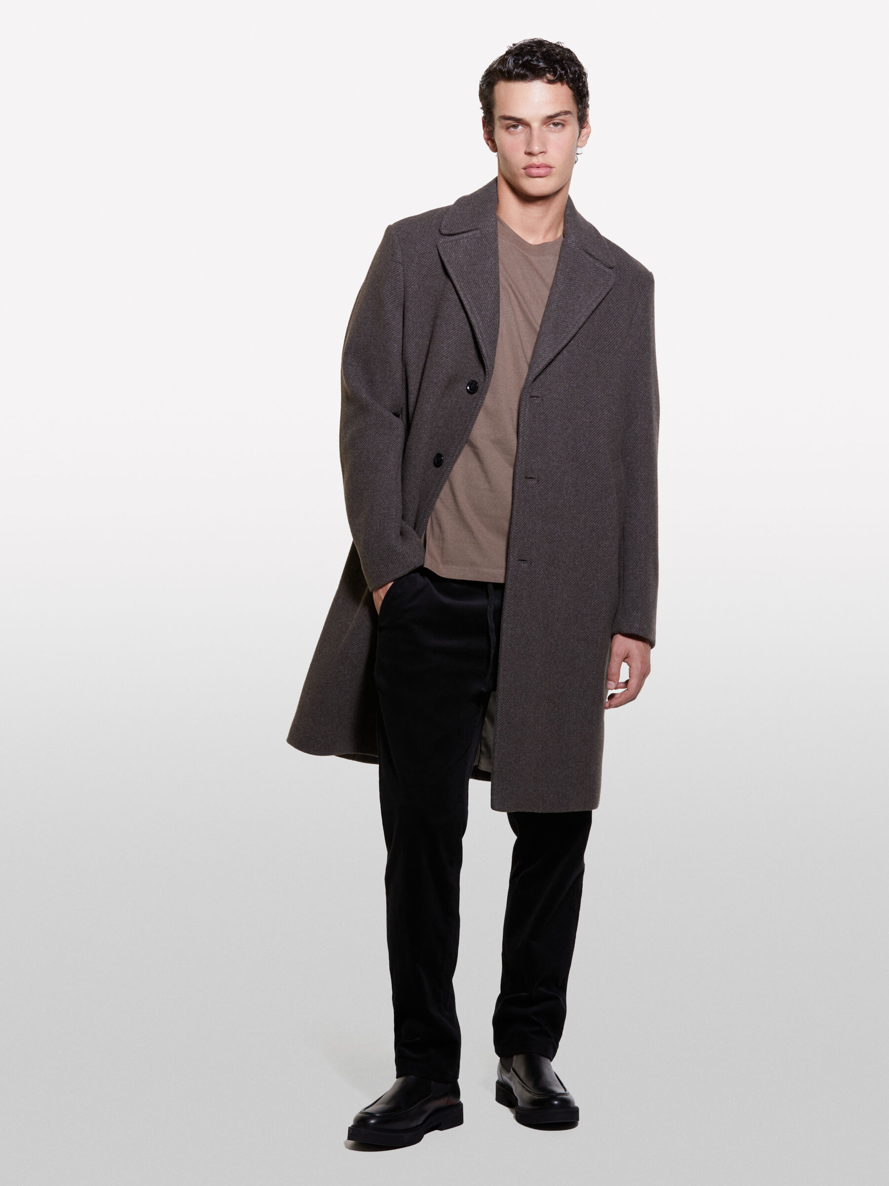 Manteau marron a boutonnage simple Marron Sisley