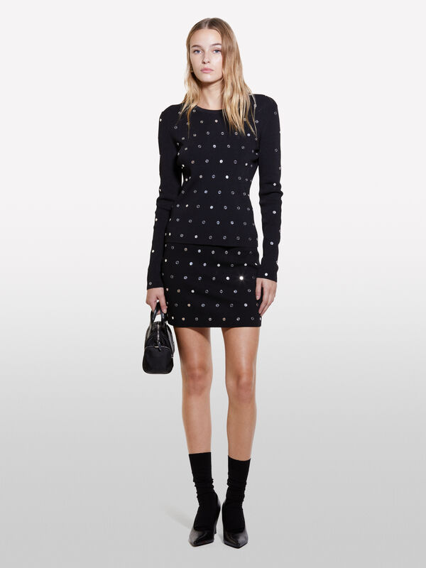 Mini-jupe en maille à petits clous - minijupes femme | Sisley