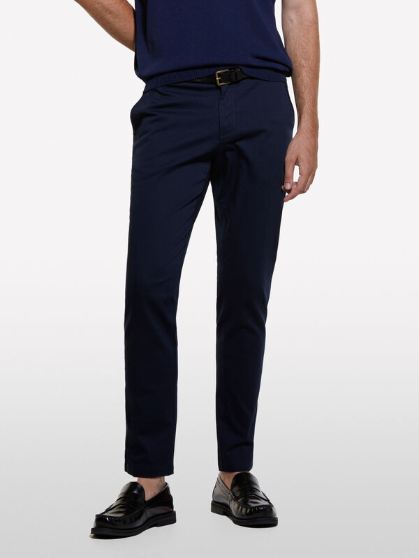 Pantalon chino slim bleu foncé - pantalons slim pour homme | Sisley