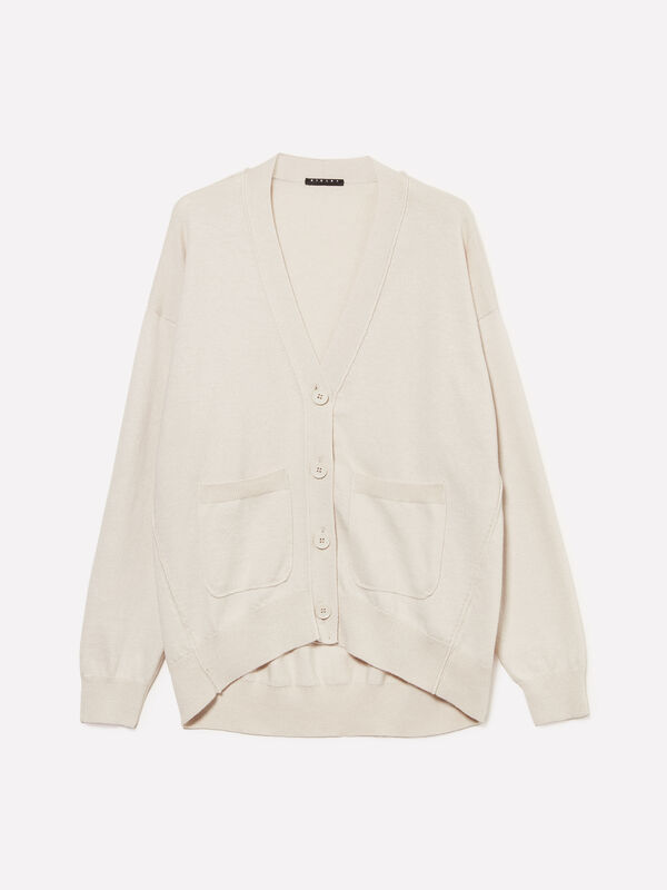 Cardigan oversize gris tourterelle - cardigans pour femme | Sisley