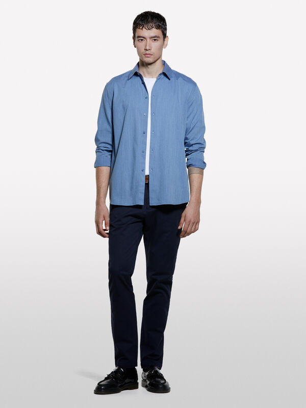 Chemise en coton bleu clair - chemises regular pour homme | Sisley