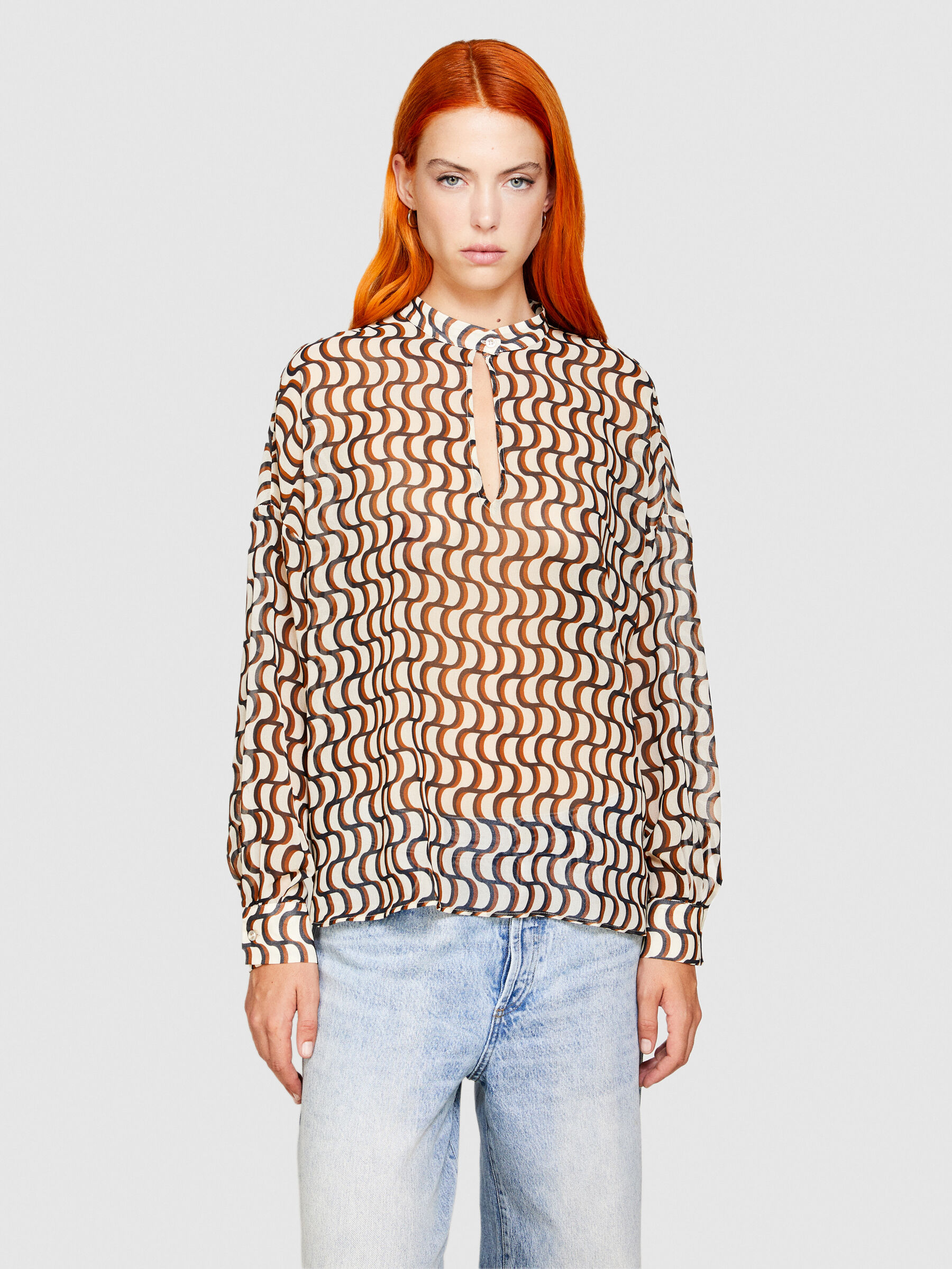 Blouse en mousseline de soie imprim e Multi color Sisley