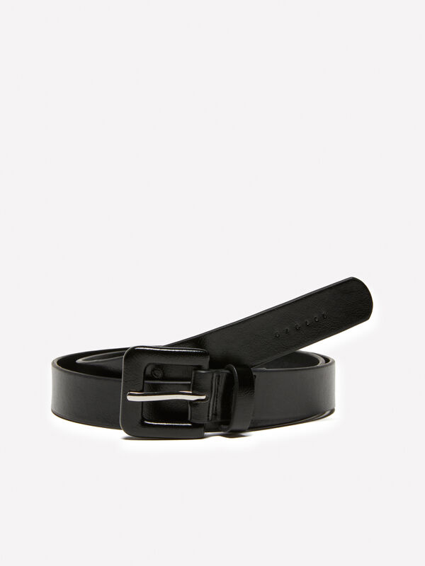 Ceinture noire avec boucle brillante - ceintures pour femme | Sisley