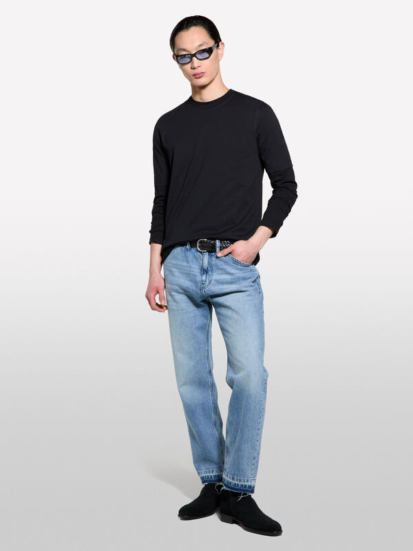T-shirt regular noir à manches courtes - t-shirts à manches courtes pour homme | Sisley