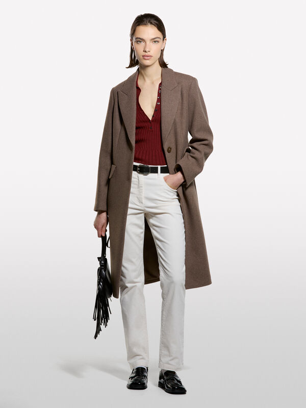 Polo côtelé - pulls col rond pour femme | Sisley