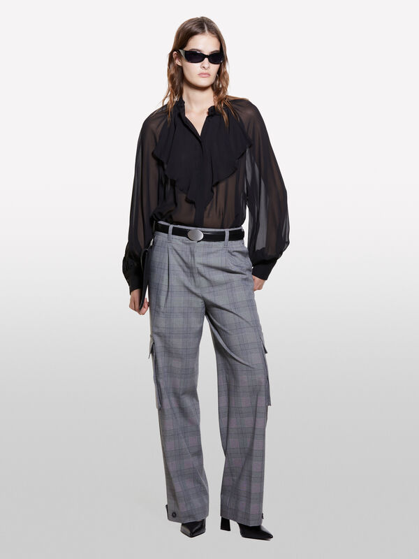 Pantalon cargo tissé teint - pantalons regular pour femme | Sisley