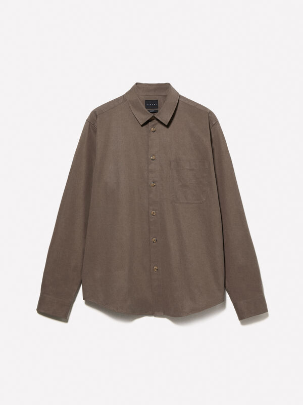 Chemise marron à poche - chemises regular pour homme | Sisley