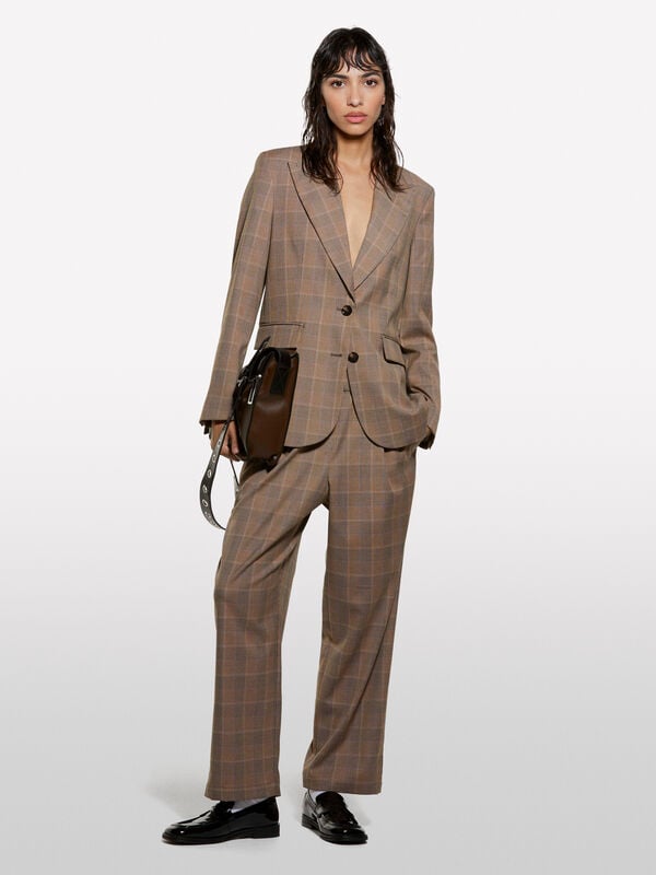 Blazer à carreaux beige Blazer à carreaux beige - blazers pour femme | Sisley